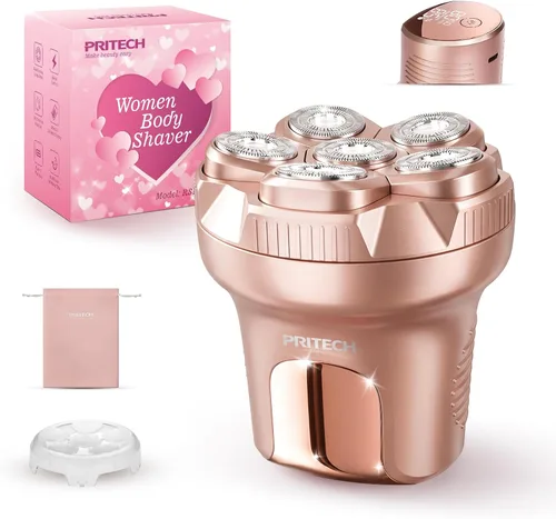 Miniatura 9 de PRITECH - Maquinillas de afeitar eléctricas para piernas de mujer, afeitadora eléctrica para mujer 6D Easy-Clean Travel Body Shaver, LED Display