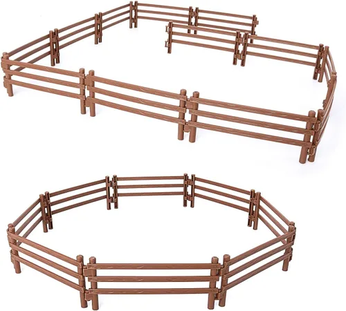 Miniatura 7 de Volnau Juego de 16 piezas de juguetes para valla de caballo, accesorios de panel, figuras de granja, figuras de animales de granero para niños
