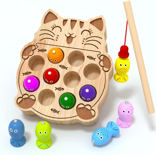 JAUNTY Juguete Montessori de madera para niños de 1, 2, 3 años, educativa preescolar, coordinación de ojos y manos, juguete de aprendizaje para