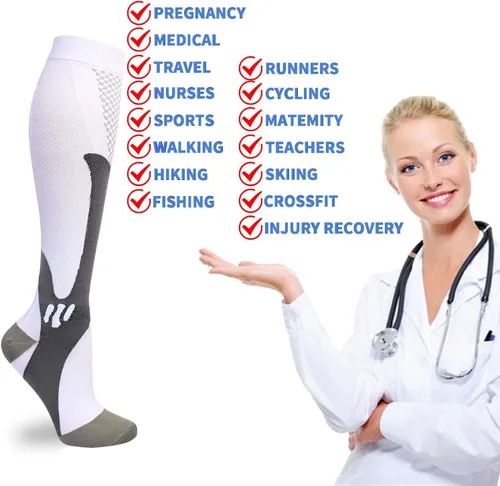 Miniatura 5 de 4 pares de calcetines de compresión para hombres y mujeres de 20-30 mmHg