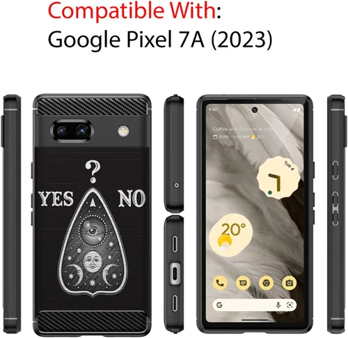 Miniatura 2 de CasesOnDeck Slim TPU Case Compatible with Google Pixel 7A (2023) / Pixel 7A Case [Flex Carbon] Cool Ultra Thin Slim Black TPU - Ouija Yes No