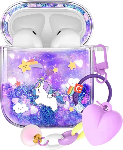 Miniatura 15 de Funda para Apple para Airpods 4 Case 2024 - Arena Movediza Líquida Arte Artístico Estético Funda Mujer Chica Mujeres Brillante Brillo Purpurina