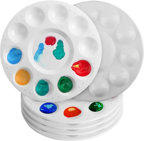 Paletas de bandejas de pintura, paquete de 6, suministros de pintura, paleta de pintura para niños, paleta de plástico