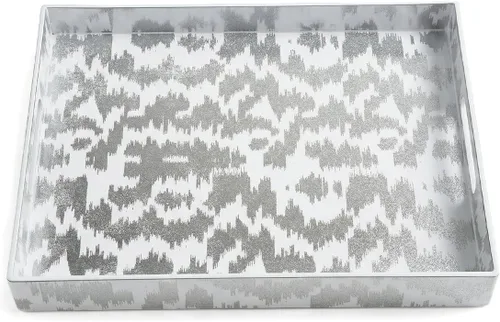Miniatura 18 de Bandeja de servir azul con 4 asas, bandeja decorativa de plástico para mesa de café, otomana - Ideal para sala de estar y baño. 15 x 11 x 1.9