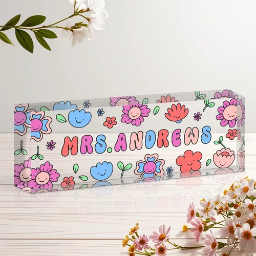 Miniatura 27 de Placa de nombre personalizada para escritorio, letrero de nombre de escritorio acrílico personalizado, regalos de agradecimiento de oficina