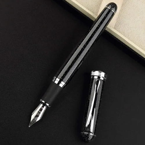 Miniatura 3 de Pluma estilográfica negra con purpurina, recargable de 5.5 in x 0.5 in para hombres y mujeres, diario, caligrafía, bolígrafos de escritura suave