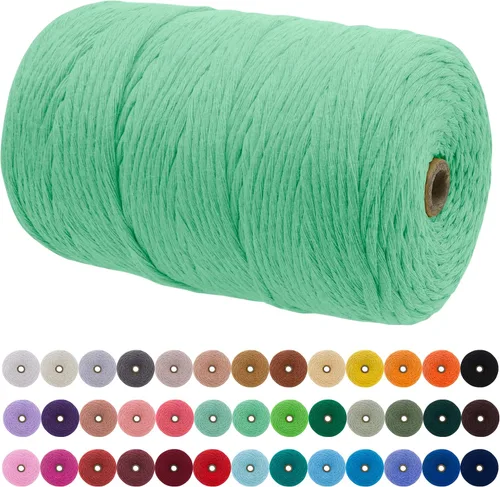 Miniatura 90 de JeogYong Cordón de macramé de un solo hilo 2mm x 164 yardas (492 pies) Cuerda de algodón suave, hilo de macramé 2 mm, suministros de macramé