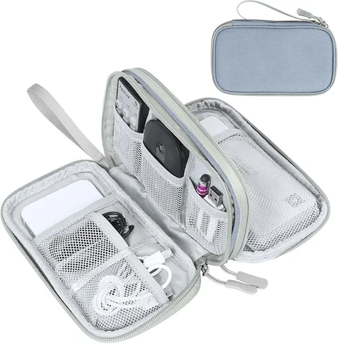Miniatura 61 de FYY Organizador electrónico, organizador de cables de viaje, bolsa de transporte para accesorios electrónicos, portátil, impermeable, doble capa