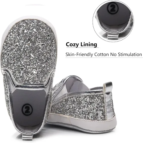 Miniatura 4 de HONGTEYA Zapatos para bebés niños y niñas, zapatos para bebés, mocasines de piel sintética, suela suave, antideslizantes, para niños pequeños