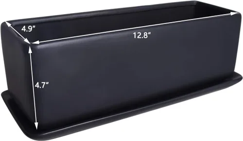 Miniatura 5 de Vencer Maceta rectangular moderna minimalista de cerámica para suculentas de 12 pulgadas, caja con ventana con platillo, soporte de escritorio