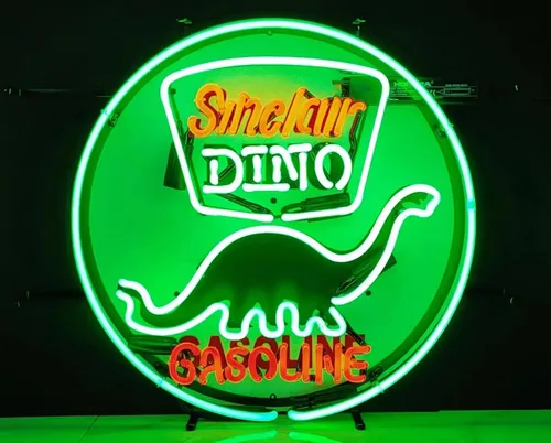 Miniatura 2 de Letreros de neón de bar de cerveza compatibles con Sinclair, letrero de cerveza de dinosaurio de vidrio, gasolina, letreros de neón para oficina