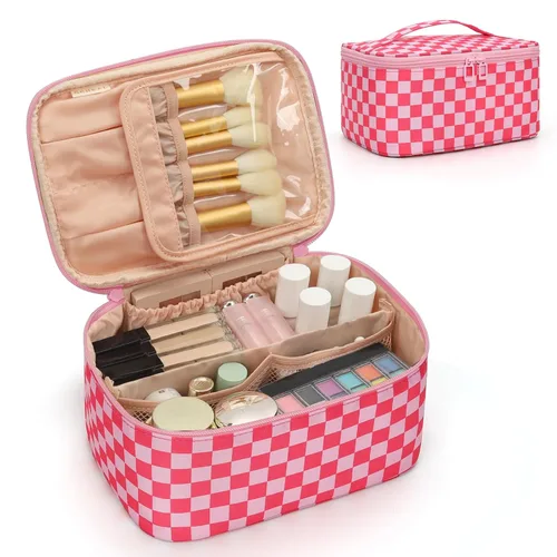 Miniatura 14 de OCHEAL Makeup Bag,Travel Makeup Organizer Bag, Cute Cosmetic Bags for Women Girls Travel Toiletry Bag Traveling With Brush Slot And Divider-Floral