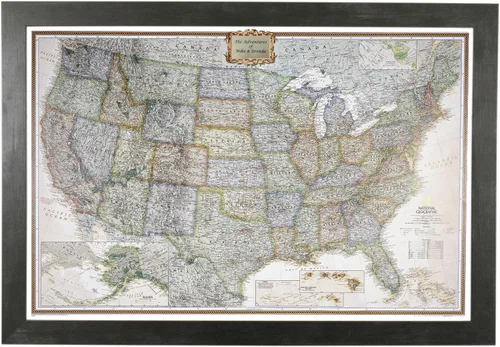 Miniatura 16 de Push Pin Travel Maps - Executive US - Mapa de pines enmarcado con marco negro para rastrear tus viajes - 27.5 x 39.5 pulgadas - 8 opciones de marco