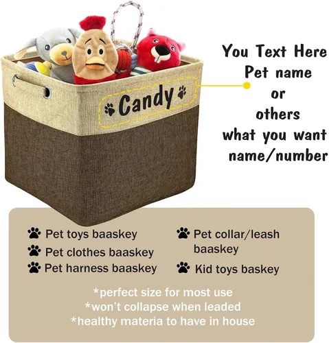 Miniatura 3 de PET ARTIST - Cesta plegable de almacenamiento de juguetes con nombre personalizado de la mascota - Organizador de caja rectangular para juguetes