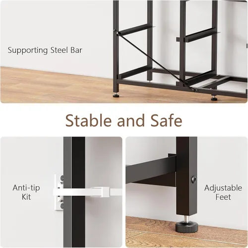 Miniatura 7 de Furnulem Cómoda de 55 pulgadas de largo para dormitorio, soporte de TV para TV de 55 a 65 pulgadas, cómoda negra con 10 cajones de tela, cajonera