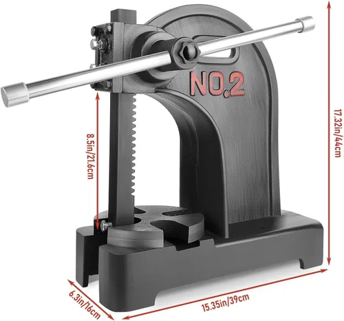 Miniatura 5 de Prensa de árbol manual de 2 toneladas con rueda de mano, altura máxima de 8.5 pulgadas, prensa manual de hierro fundido para escritorio, máquina