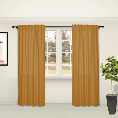 Miniatura 18 de Frelement Cortinas opacas de lino natural, paneles de cortinas con ojales para sala de estar, cortinas con aislamiento térmico, 52 pulgadas de ancho