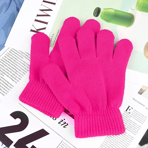 Miniatura 5 de 12 pares de guantes de invierno para niños pequeños, guantes de punto con dedos completos, guantes elásticos y cálidos a granel para niños y niñas