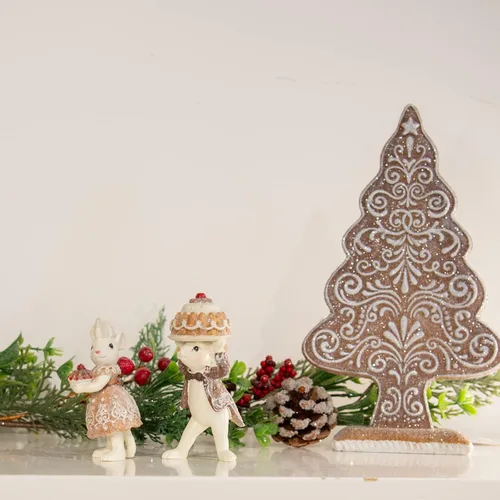 Miniatura 8 de Braxio Juego de 2 figuras de ratón de jengibre para interiores para Navidad, decoración festiva de mesa, adorno de galletas, decoraciones navideñas