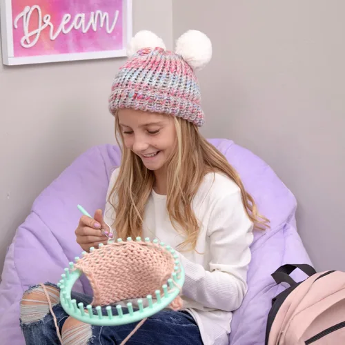 Miniatura 4 de Hapinest - Kit de tejido para aprender a tejer sombrero y bufanda con telar para niños de 8 a 12 años