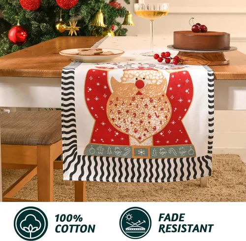 Miniatura 5 de Folkulture Camino de mesa navideño de 72 pulgadas de largo para decoraciones de mesa – camino de mesa rojo 100% algodón estilo rústico para café