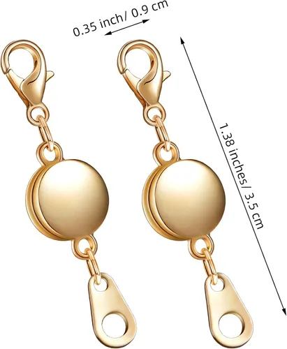 Miniatura 2 de Hicarer 12 piezas de cierre magnético de joyería cierre redondo collar cierre pulsera extensor para fabricación de joyas (dorado)