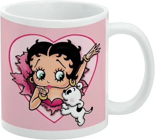 Taza de café de cerámica con texto en inglés "I Love Betty Boop, novedosa taza de regalo para café, té y bebidas calientes, 11 onzas, color blanco