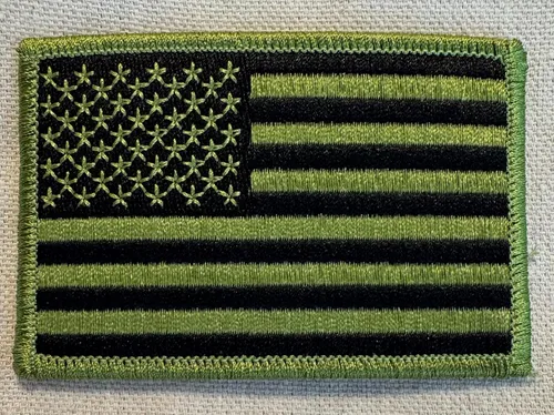 Miniatura 12 de Parche bordado con bandera americana con borde dorado USA Estados Unidos de América emblema de uniforme militar, dorado (GOLD BORDER)