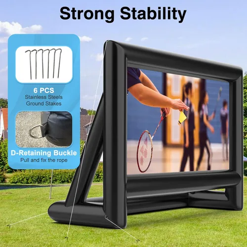 Miniatura 4 de Estgora Pantalla de cine inflable de 24 pies, pantalla de proyector inflable para exteriores, pantalla de proyector inflable con soplador de aire