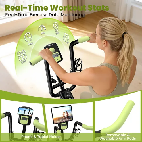 Miniatura 3 de Foldable Exercise Bike, Multifunctional Indoor Stationary Bikes for Home with 8-Level Magnetic Resistance, Quiet Workout Bike with Arm Resistance