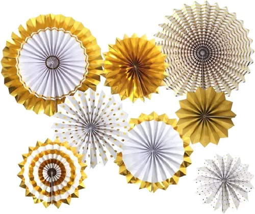 Miniatura 10 de Juego de 12 abanicos de papel para colgar para fiestas, estrellas y rayas del 4 de julio, temática patriótica de Estados Unidos, decoración