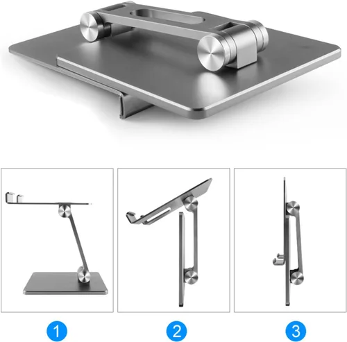 Miniatura 3 de Tissting Soporte ajustable para tableta, soporte para tableta de aleación de aluminio, plegable, antideslizante, soporte de escritorio, portátil