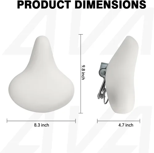 Miniatura 3 de AVASTA Kids Bicycle Saddle for Girls & Boys Waterproof Wide Soft Bike Cushion Dual Shock Absorbing Fit for 12 14 16 18 20 or 20 22 24 26 inch Blanco