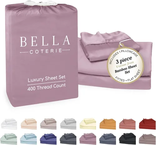 Miniatura 46 de Bella Coterie - Juego de sábanas de lujo de viscosa de bambú para cama tamaño split king 2 sábanas ajustadas para camas Sleep Number y camas 06