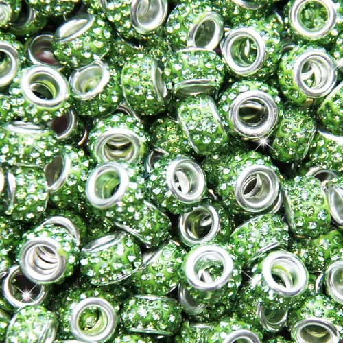 Miniatura 33 de 200 Piezas de Cuentas Espaciadoras Europeas de Agujero Grande, Cuentas de Artesanía Europeas Negras Zyehxed con Diamantes de Imitación Cuentas Negro