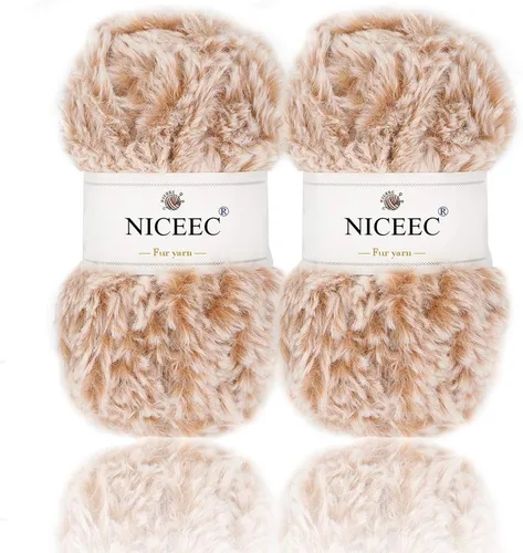 Miniatura 59 de NICEEC Hilo de Pelo Sintético Super Suave, Grueso y Esponjoso, Hilo de Pestañas para Crochet y Tejido (Longitud Total 192m/9.1kg) - Otoño/300g
