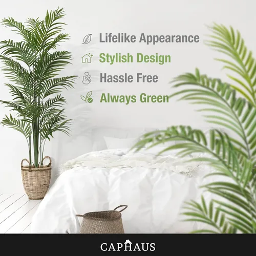Miniatura 6 de CAPHAUS Palmera artificial de 5 pies de alto para interiores, planta de palmera falsa grande para sala de estar, árbol sintético realista