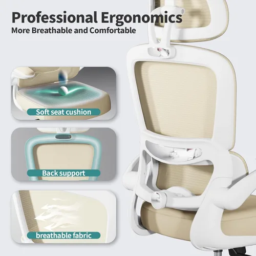 Miniatura 3 de TRALT Silla de oficina ergonómica de escritorio, 330 libras, sillas de escritorio de oficina de malla para el hogar con ruedas, cómodas sillas