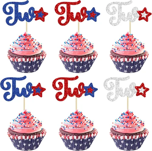 Miniatura 14 de Gyufise 24 adornos para cupcakes del Día de la Independencia con mapa de la bandera de Estados Unidos, patrióticos para cupcakes del 4 de julio, Día