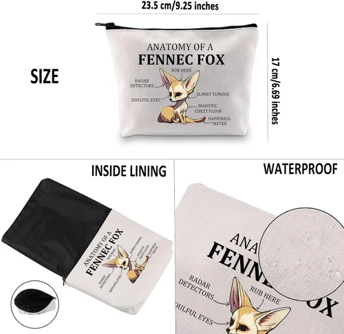 Miniatura 3 de G2TUP Fennec Fox Gift Anatomy Of A Fennec Fox Bolsa de maquillaje Fennec Fox Lover Bolsa de cosméticos Fennec Fox Theme Gift Zipper Bolsa de viaje