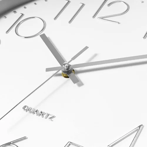 Miniatura 9 de Foxtop Reloj de pared plateado silencioso sin tictac, funciona con pilas, redondo, moderno, para oficina, escuela, hogar, sala de estar, dormitorio
