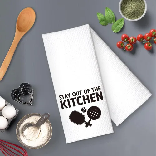 Miniatura 4 de RZHV Toalla de cocina con texto en inglés "Stay Out of the Kitchen", divertida toalla de platos de pickleball regalo para mujeres, hermanas, amigas