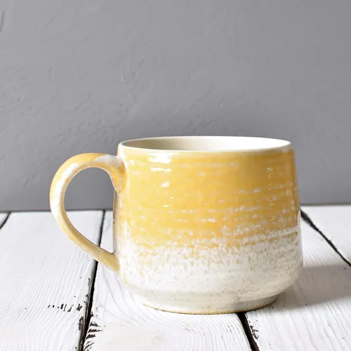 Miniatura 6 de Bosmarlin Juego de 2 tazas grandes de cerámica para café con leche, 18 onzas, taza de té grande de cerámica amarilla para oficina y hogar, apta