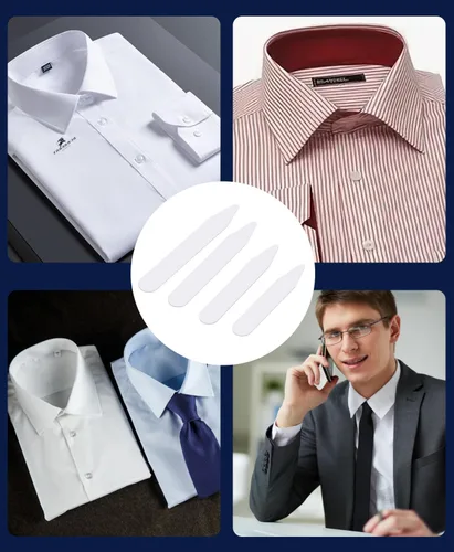Miniatura 7 de vivinin 112P - Inserciones para cuello de camisa de vestir, collar de plástico blanco con soporte de almacenamiento, 4 refuerzos invisibles