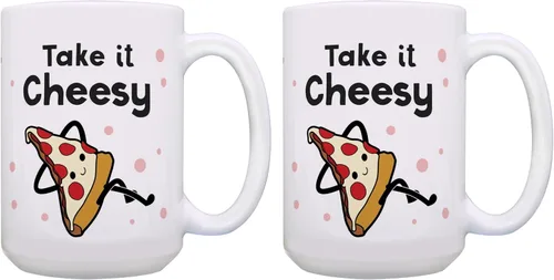 Miniatura 9 de Taza divertida con temática de pizza, taza de café de cerámica con asa de 11 onzas, color blanco