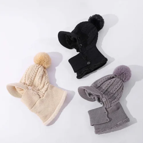 Miniatura 31 de HUAMULAN Gorro de invierno de una pieza para mujer, pasamontañas de forro polar, pasamontañas, máscara facial, bufanda, orejeras, esquí, nieve