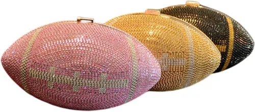 Miniatura 5 de UMREN Bolso cruzado con forma de baloncesto para mujer, con diamantes de imitación, bola redonda de cristal, bolso de mano para fiesta de boda