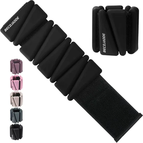 Miniatura 11 de BECOJADDE Juego de pesas de tobillo de 2 (1 libra/2 libras/3 libras cada una) Pesas ajustables de muñeca para mujeres y hombres, pesas portátiles