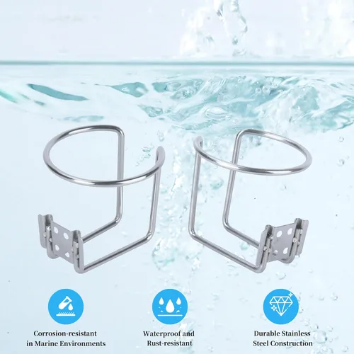 Miniatura 2 de RUR - Soporte universal para bebidas de acero inoxidable para barco, barco, camión, caravana, remolque