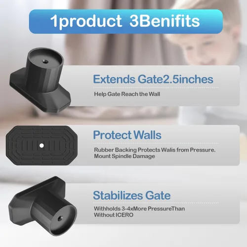 Miniatura 2 de ICERO Protector de pared extensor para puerta de bebé (paquete de 4) Kit de extensión de puertas montadas a presión que extiende puertas